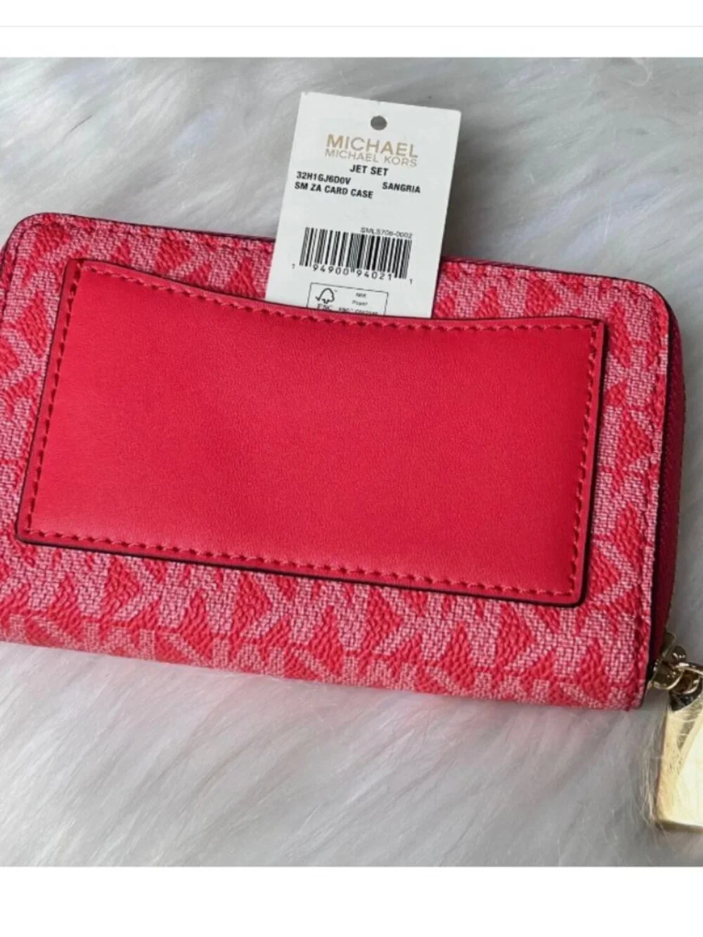 New Michael Kors Jet Set Zip Around Card Case/Small Wallet~Sangria Color